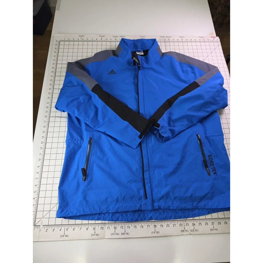 Adidas Goretex Rain Jacket Full Zip Windproof Waterproof 2XL Blue Layered